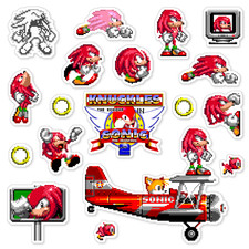 Knuckles in Sonic the Hedgehog 2 Stickers Sega Genesis Pixel Art 18 Sticker Pack
