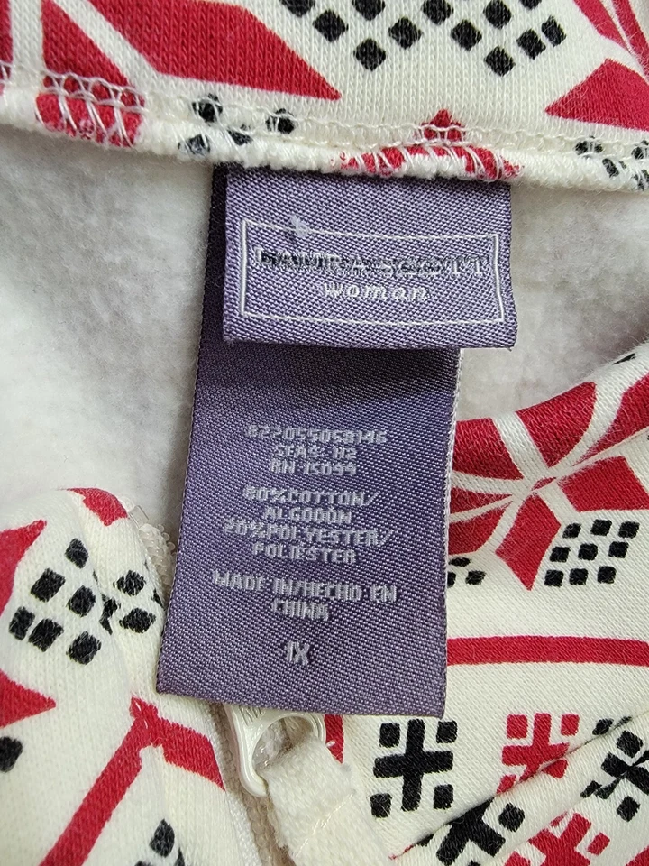 Sudadera Camisa Top Blusa Laura Scott Mujer Talla 1X Roja Negra Crema Foto 2 de 4