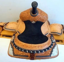 8" Super Studded Silver Trim Western Kid Mini Pony Barrel SHOW Saddle Med Oil