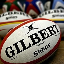 Gilbert Rugby Sirius Ball - Size 5  Premium Match Balls Red Overprint - Free p&p