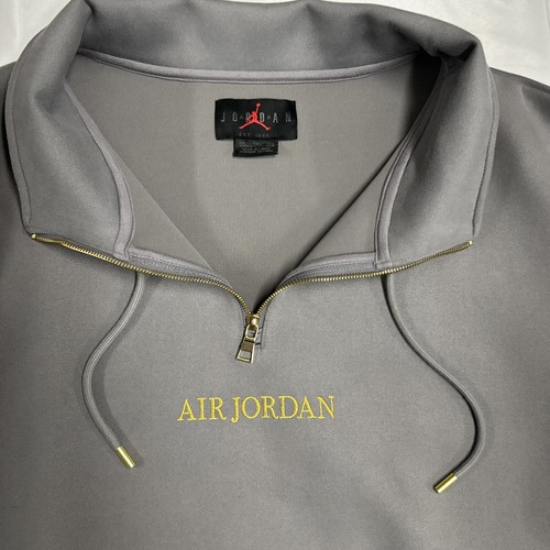 Men’s XXL Air Jordan Cool Gray 1/4 Zip Gold Accents Embroidery Collared Pullover - Picture 10 of 20
