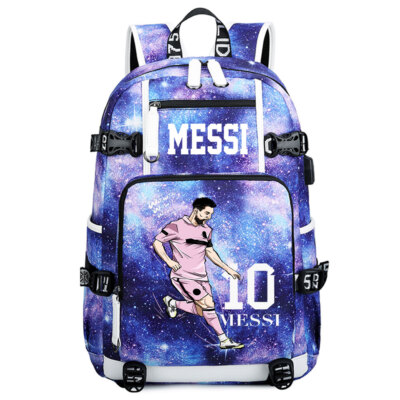3 Soccer star Football MESSI 10 Laptop Backpack Student Schoolbag Travel Bag