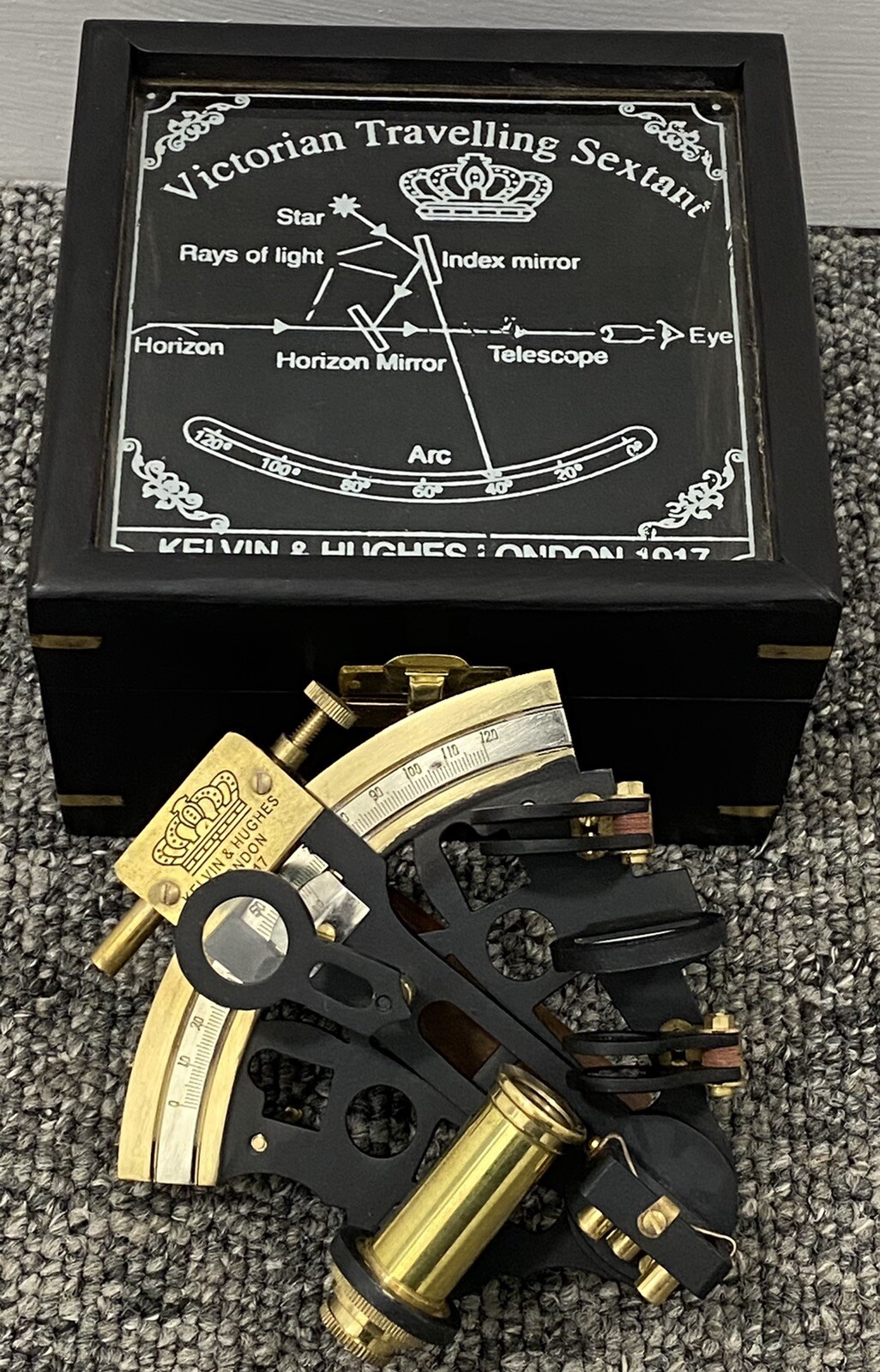 Antique Brass Sextant Navigation Nautical Marines Sextants Vintage Box