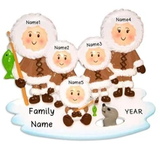 Personalized NORTH POLE ESKIMO FAMILY of 2-3-4-5-6 Christmas Tree Ornament