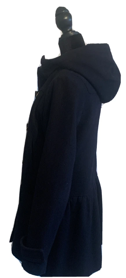 American Eagle black wool blend duffle coat parka Lined Toggle Buttons Sz M Wmns - Image 4 of 4