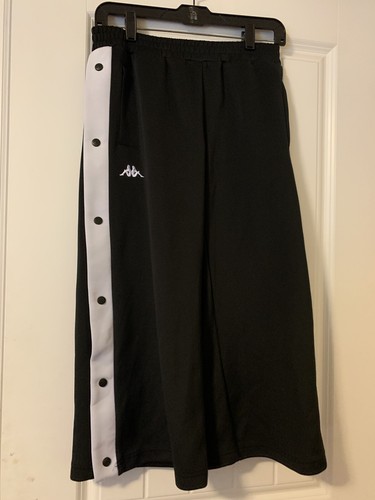 Kappa unisex snap side black and white logo pants comfy pants unisex small