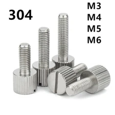 304 Stainless Steel Slotted Thumb Screws Knurled Flat Head M3 M4 M5 M6