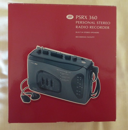 Personal Stereo Radio Recorder, PSRX 360, Stiefel, schwarz, reisefreundlich, Vintage