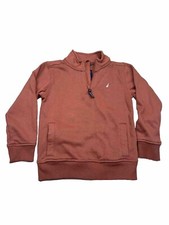 Nautica Little Boys Fleece Mock Neck Sweatshirt Large 6 1/4 Zip Orange Pullover