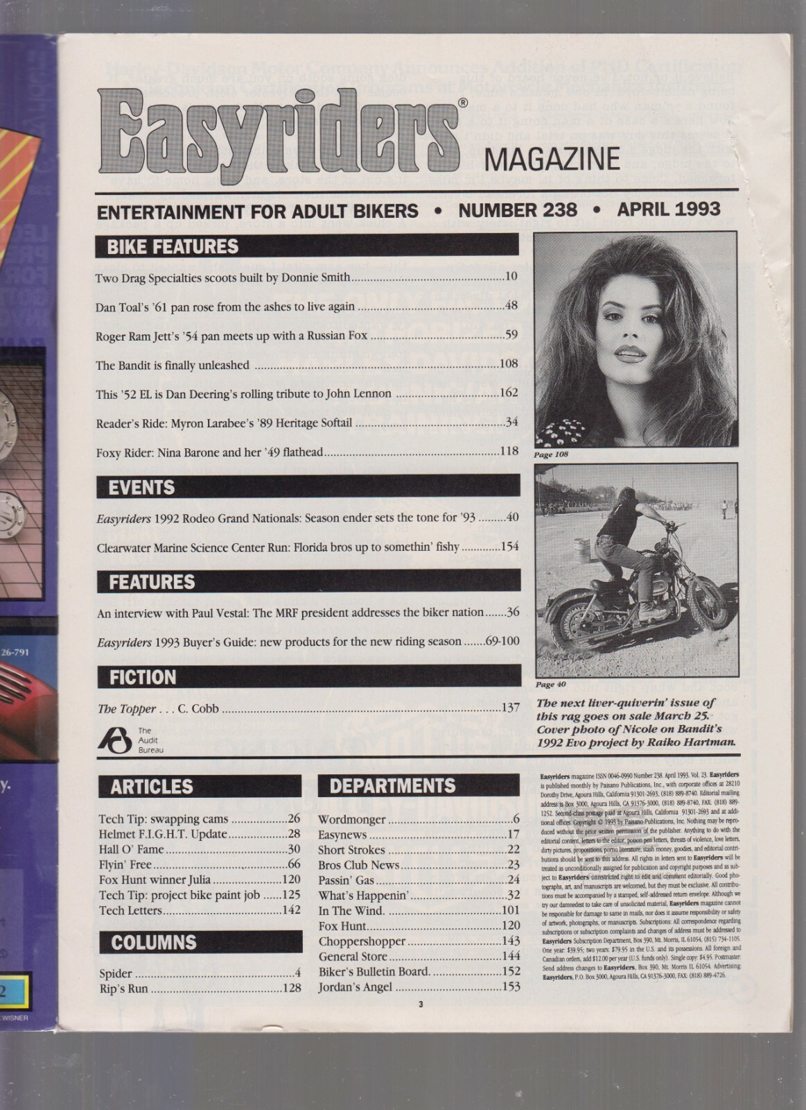 Easyriders Volume 23 Issue 238 April 1993 Paisano Biker Magazine ...
