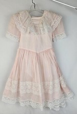 Vintage Jessica McClintok Gunne Sax Girls Dress Pink Lace Sz 6 Made in USA