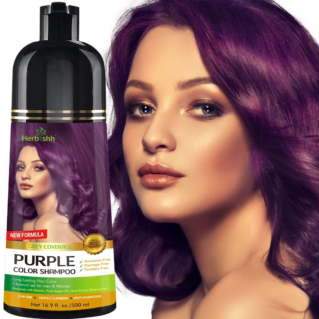 Herbishh - Champú Con Color Para Cabello Gris, Tinte De