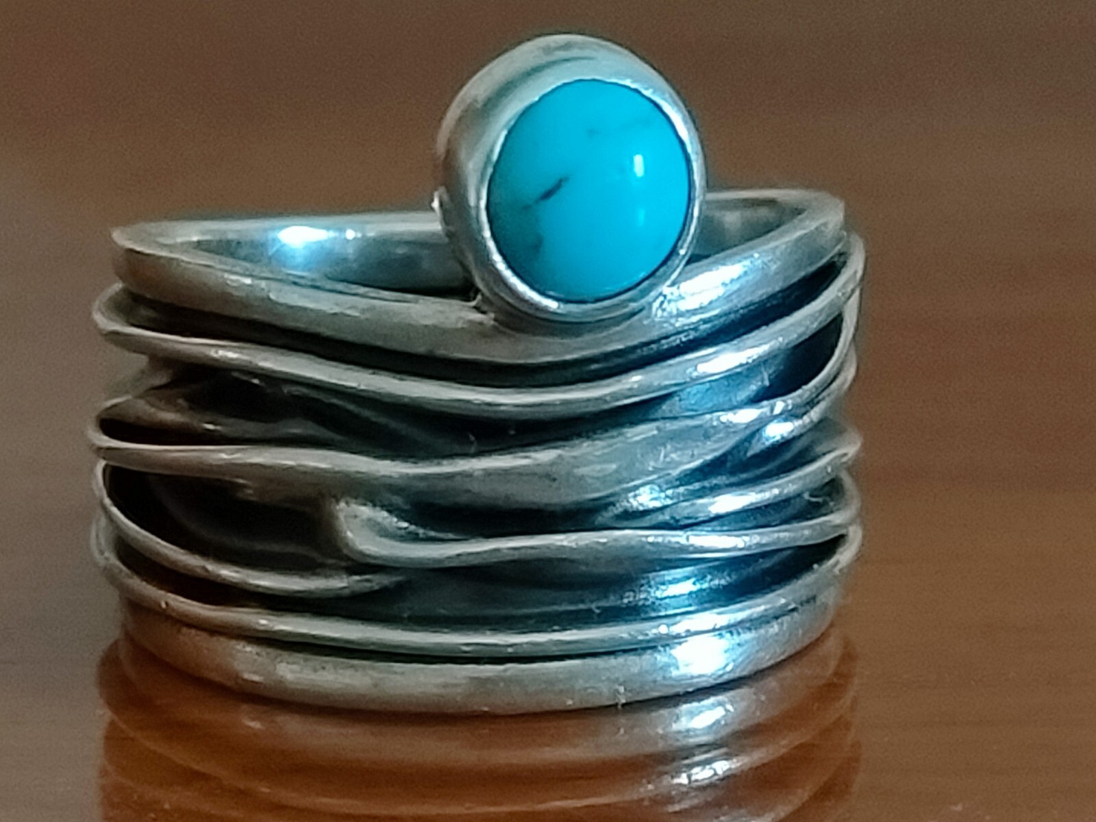 Natural Torquoise Solid Sterling Silver Ring, Mex… - image 7