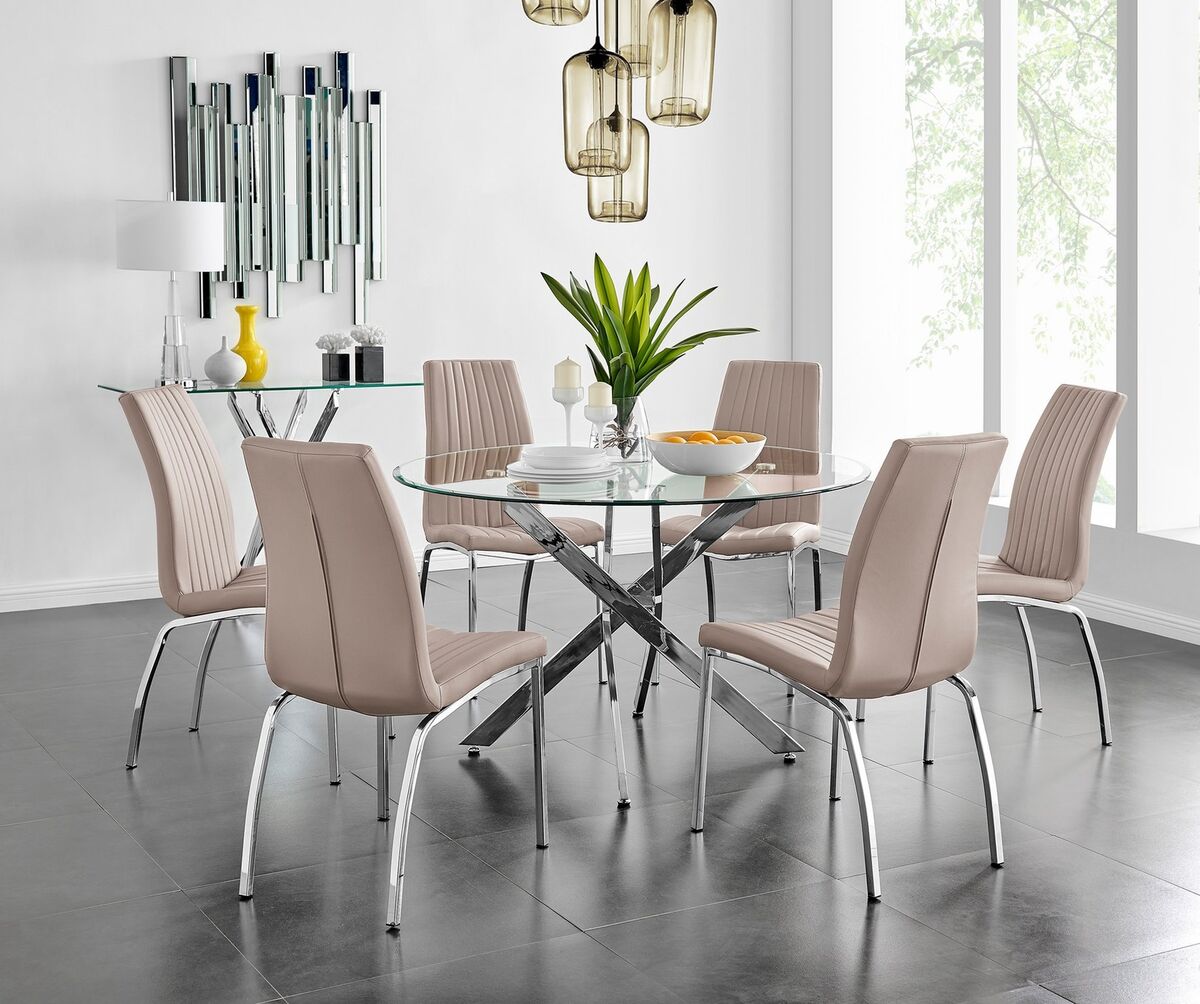 Furniturebox Novara 120cm 4-6 Seater White High Gloss Round Wooden Dining  Table with Matte Black Legs