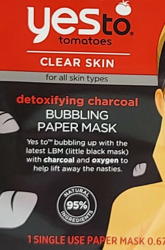 2x Yes To Tomatoes Clear Skin Bubbling Paper Face Mask Detoxifying Charcoal  - Image 3 of 4