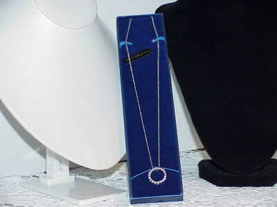 Sterling  925 1.00 Crystal Round Circle Of Life Pendant Necklace New Box Vintg