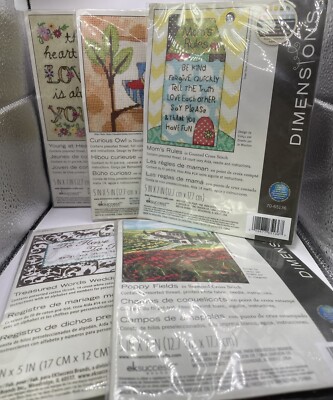 DIMENSIONS Cross Stitch Kit LOT Of 5 Young at Heart Mom's Rules Owl Wedding