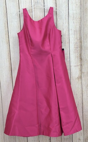 Adrianna Papell Mikado Pink Fit & Flare Dress Size 14 Tea-Length Sleeveless NWT - Picture 3 of 12