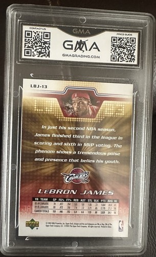 2005/06 Upper Deck LeBron James #LBJ13 GMA 10 Gem Mint - Picture 2 of 2