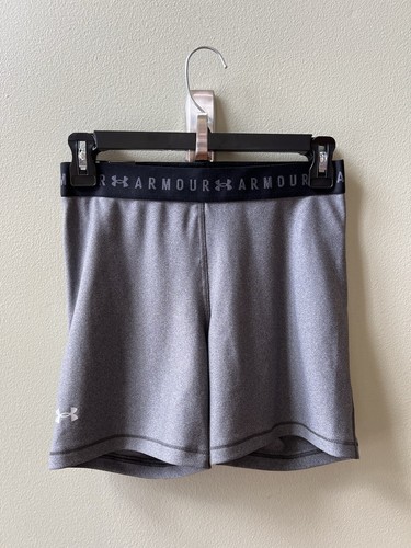 NEW Women's Under Armour HeatGear Middy Compression Shorts Gray Size Medium - Picture 1 of 16