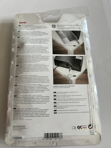 Hama Notebookschloss mit Zahlenkombination "Light" 1,8 m NEU & OVP - Afbeelding 2 van 2