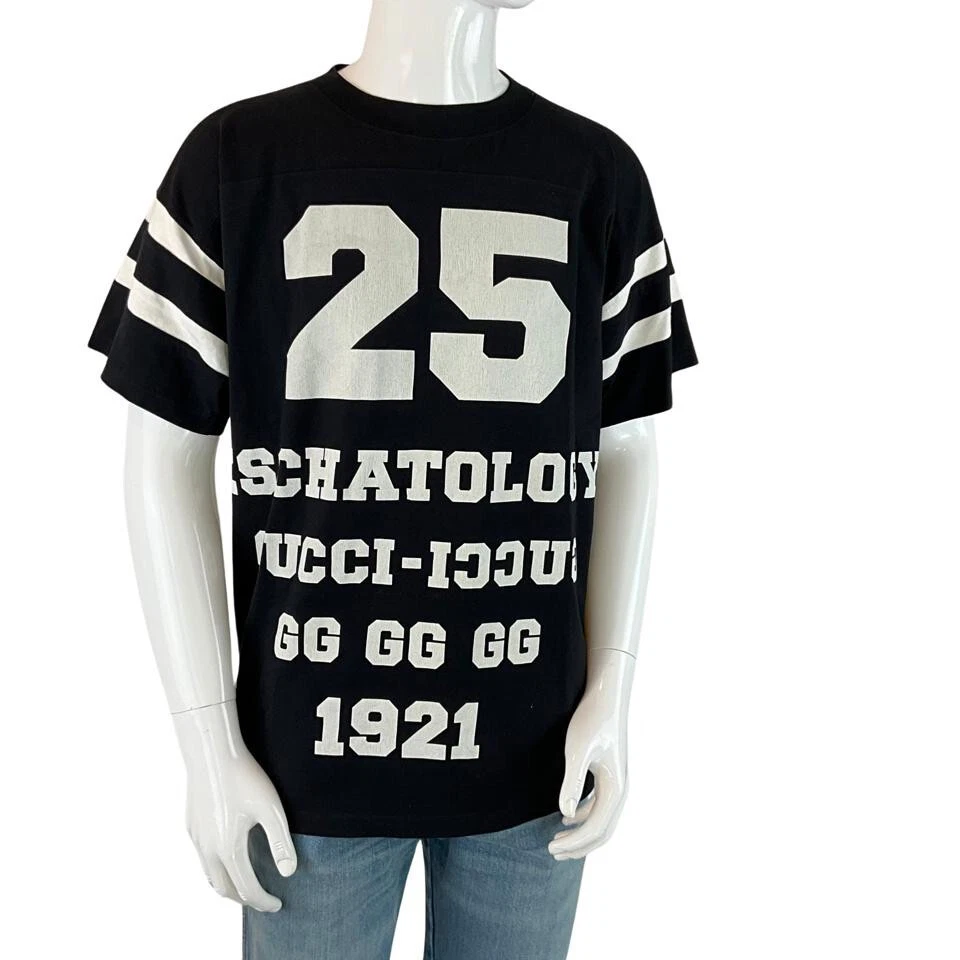 Gucci Men's 25 Gucci Eschatology Loved T-shirt Crew Neck Stripes Black Sz XXS