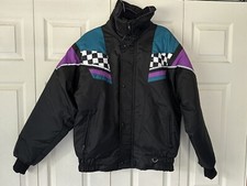 Vintage Men s EDCO Snowmobile Racing Checkered Jacket Size Small- Retro 80 s
