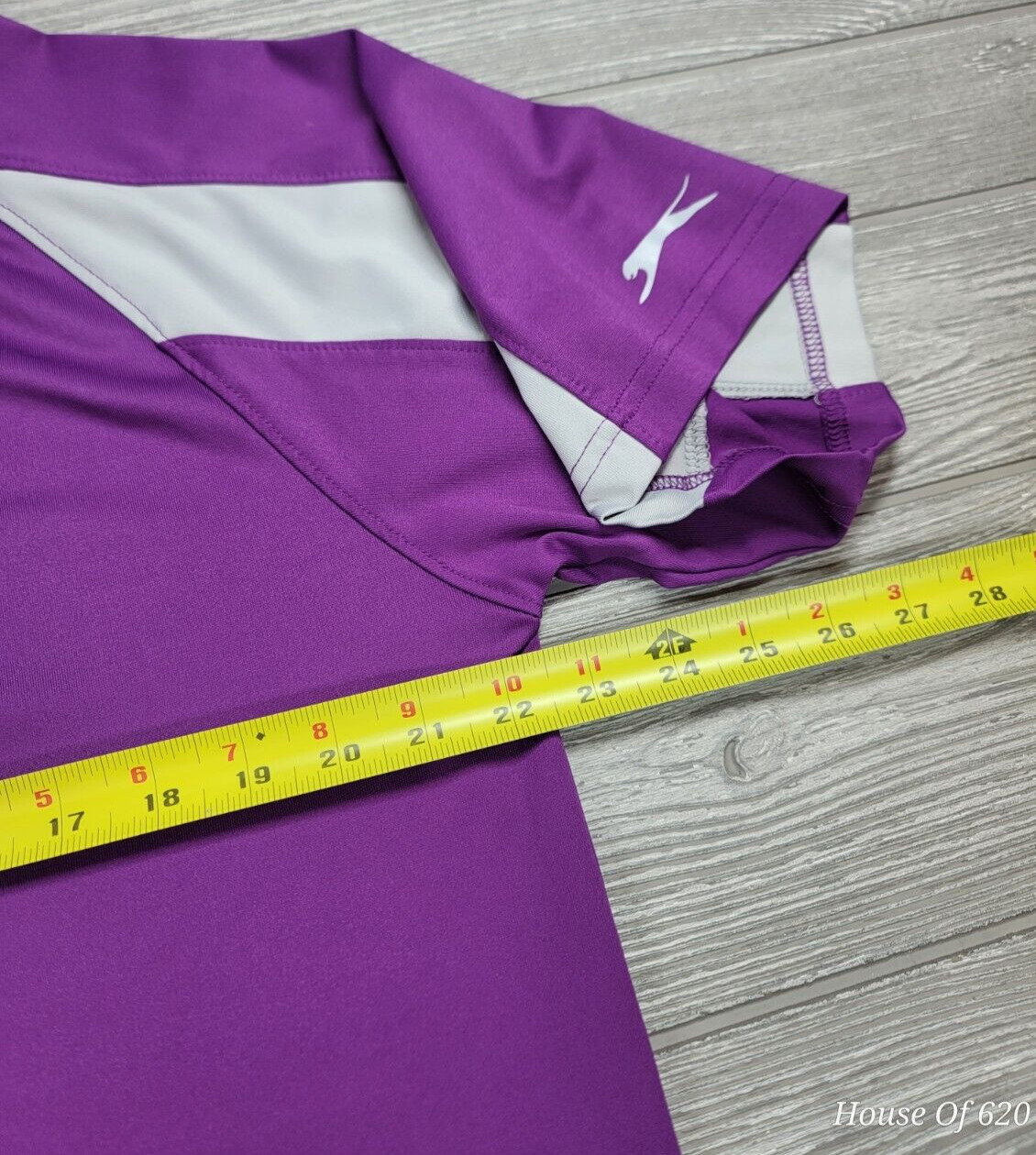 Slazenger Golf Shirt Mens L Purple Gray Performance Polo Short Sleeve Colorblock