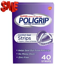 Super Poligrip Comfort Seal Denture and Partials Adhesive Strips, 40 Ct