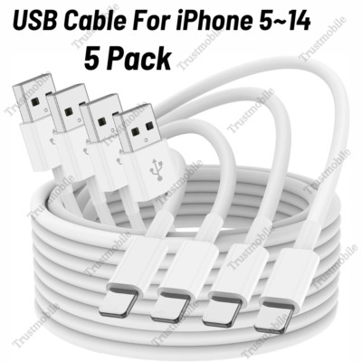 USB Charger Wire Cord 3Ft 6Ft For iPhone 14 13 12 11 XR X 8 7 6 5 Plus Cable Lot