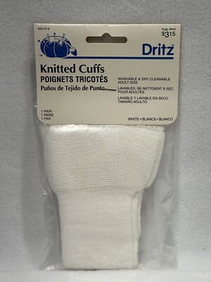Retro Dritz Knitted Replacement Cuffs - One Pair - Wool/Nylon - White - #55415-9