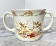 Royal Doulton Bunnykins China Bubbles Scenes Childrens Two Handle Cup- Free Shp