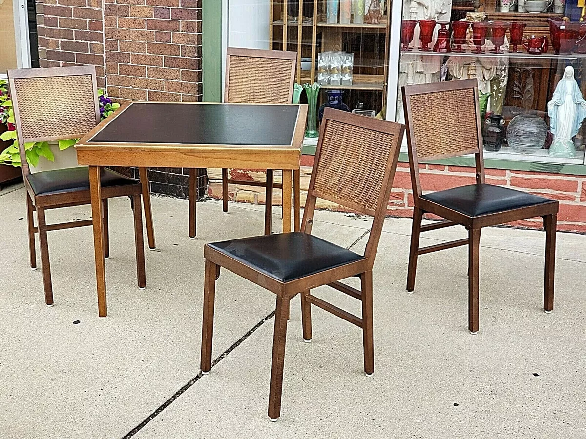 Mid Century Modern legomatic folding card table 4 chairs 1969 by Lorraine 3