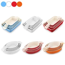 MALACASA Porcelain Baking Dish Set of 4 Bakeware Set Rectangular/Oval Baking Pan