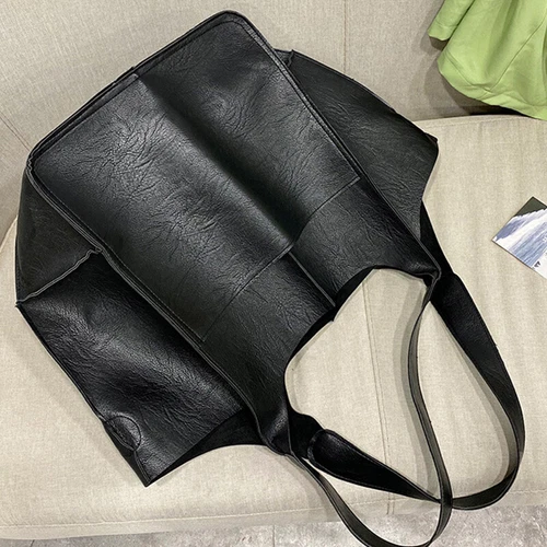 Women Large Capacity Soft Leather Casual Tote Shoulder Bag Retro Shopper Handbag - Picture 12 of 35