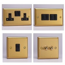 Varilight Classic Bevel Brushed Brass XBB Light Switch Socket Dimmer Toggle TV