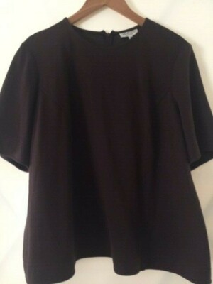 TAMOTSU 100% Wool Brown Aubergine Short Sleeve Blouse 20W