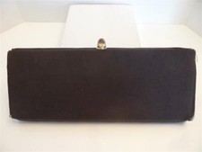 Vintage 60's Black Clutch Purse Bag with clasp gold colored chain -No markings