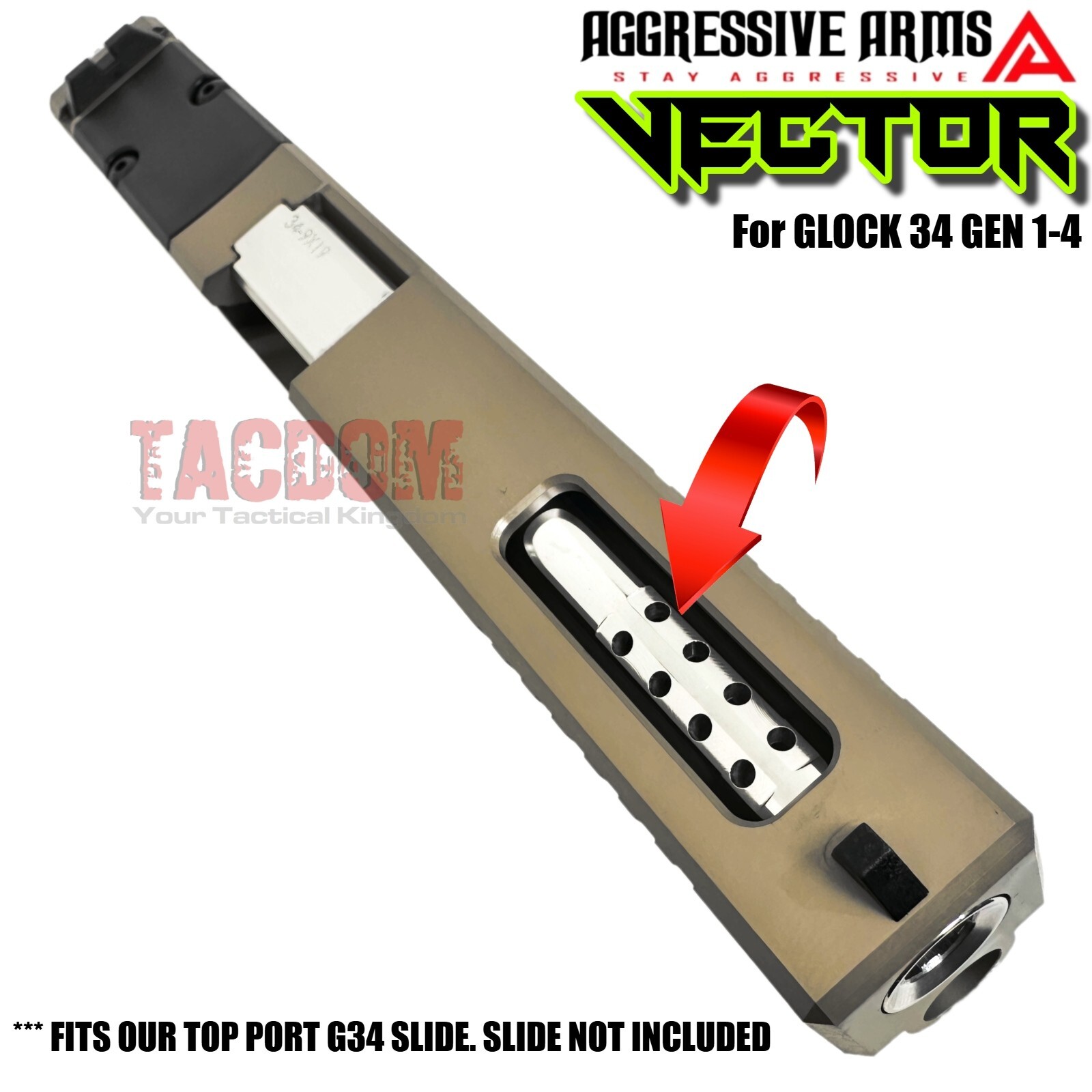 AGGRESSIVE ARMS VECTOR PORTED Barrel GLOCK 34 GEN 1 2 3 4 POLISHED STAINLESS G34