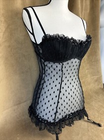 NWT Victoria's Secret Sexy Little Things 34B Black Lingerie~ NEW! Polka Dots