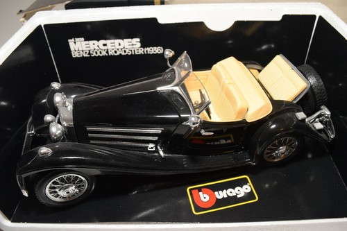 A35 1:18 BBURAGO BURAGO 3020 MERCEDES-BENZ 500K 500K ROADSTER BLACK MIB - Foto 3 di 7