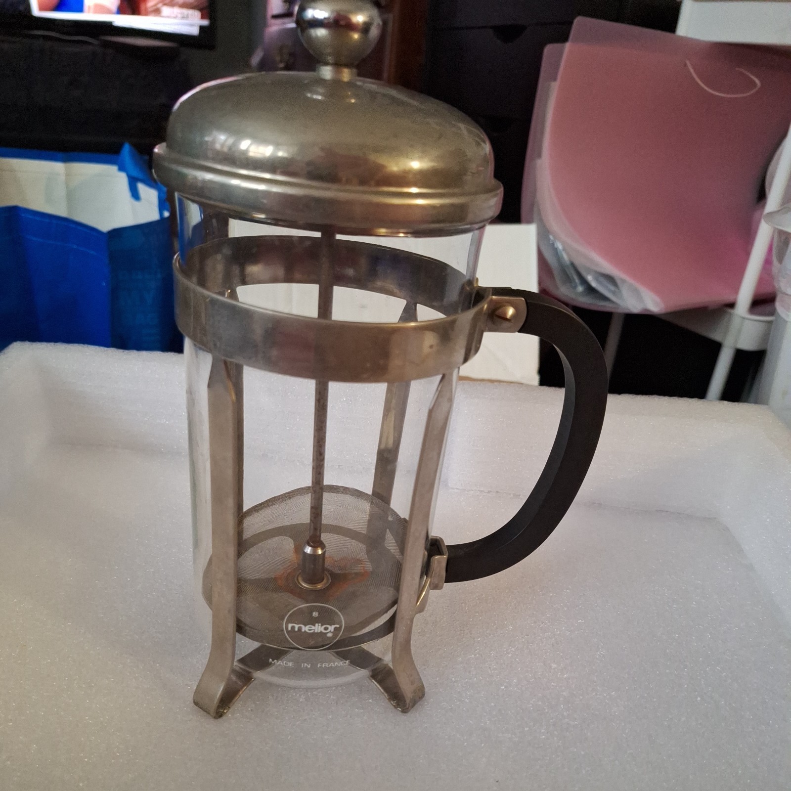 Nickel Plated Plunger Coffee Maker Paris France 1950s