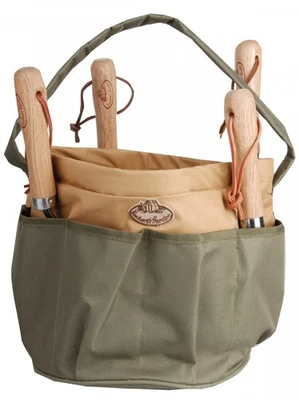 degawo Sac à Outils Ronde en Toile Polyester Vert Marron, Poignée, 1 Pièce - Photo 1/3