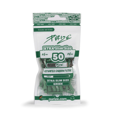 PURIZE 50 XTRA SLIM SIZE Aktivkohlefilter | 6 mm | Alle Farben | Beutel