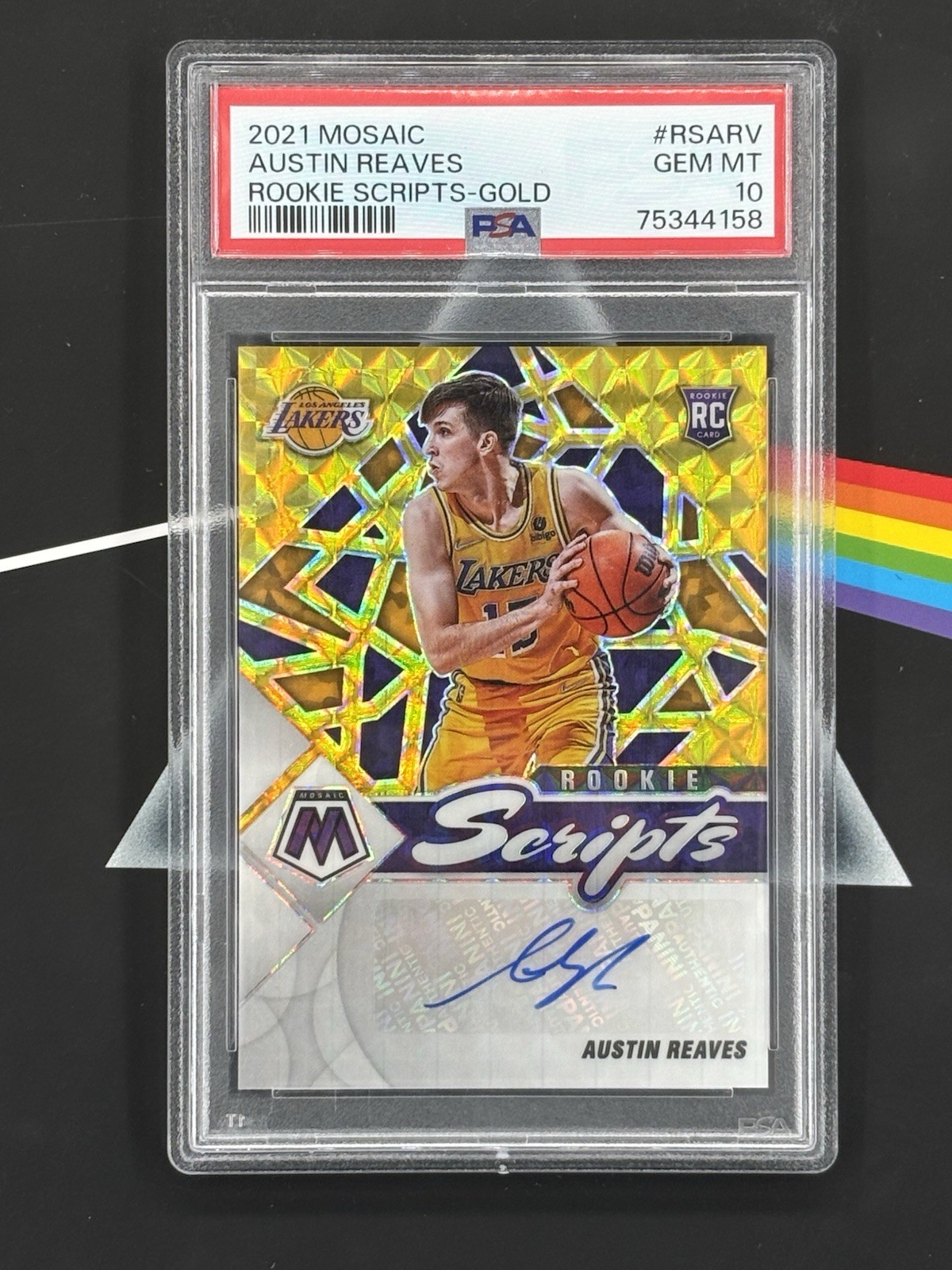 2021 Mosaic - Austin Reaves - Rookie Script Auto 🏅GOLD - PSA 10