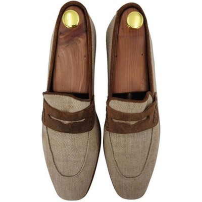 Dolce & Gabbana Italy Beige Brown Canvas Suede Dress Shoes 