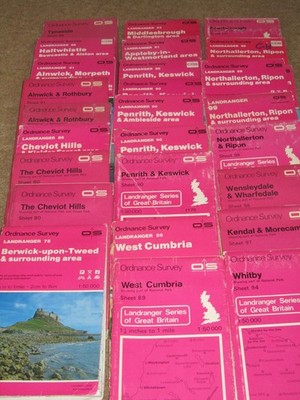 OS Ordnance Survey Landranger maps - Northern England, good condition; 1974-94