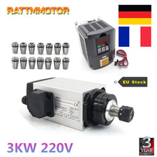 『FR』 3KW 220V Square Air Cooled Spindle Motor ER20 &VFD inverter for CNC Router
