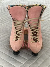 Moxi Lolly Strawberry Pink Suede Roller Skates Size 4 / 6 USA Retro Style