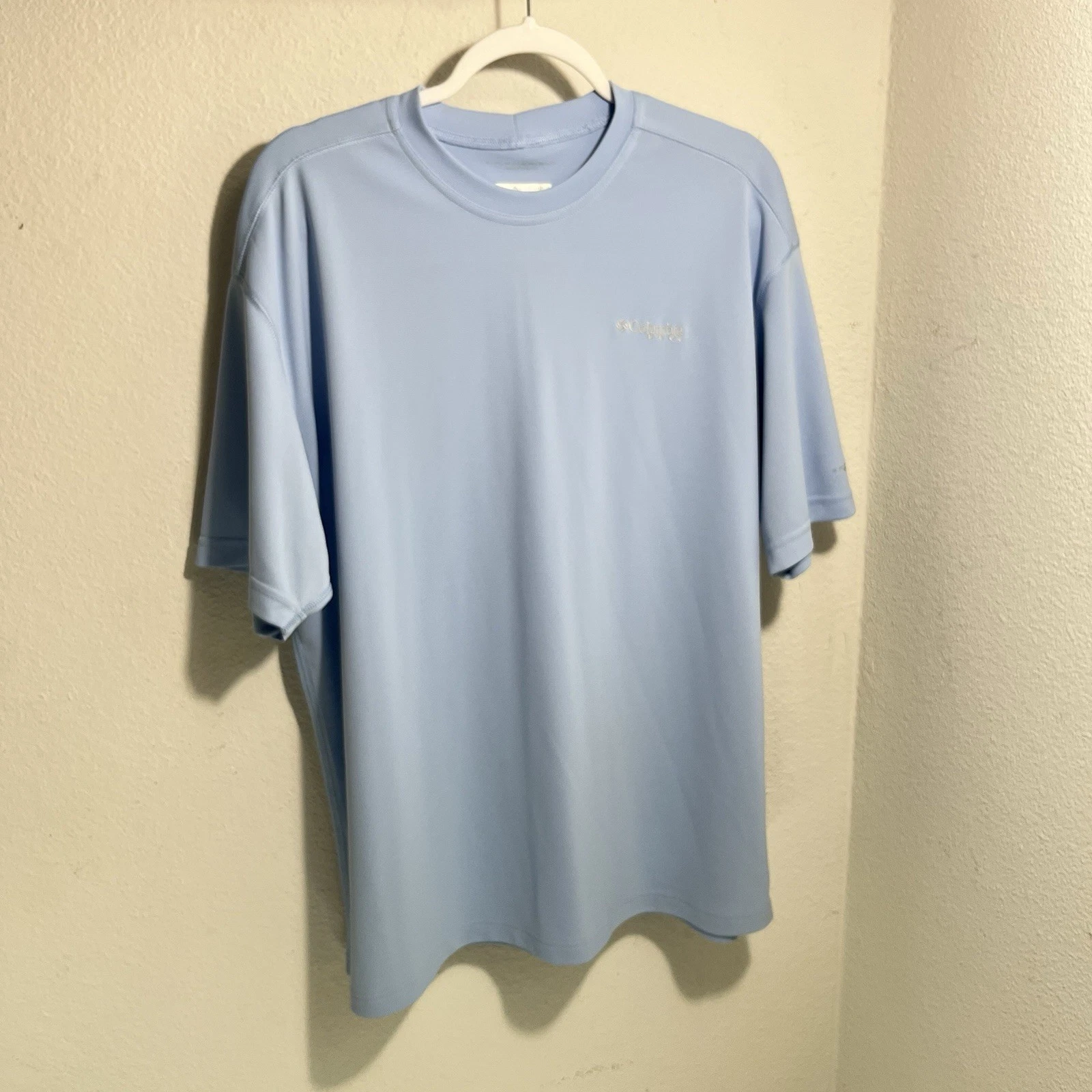Columbia PFG Shirt Mens L Blue Omni-Shade Performance Fishing Outdoors UPF Tee